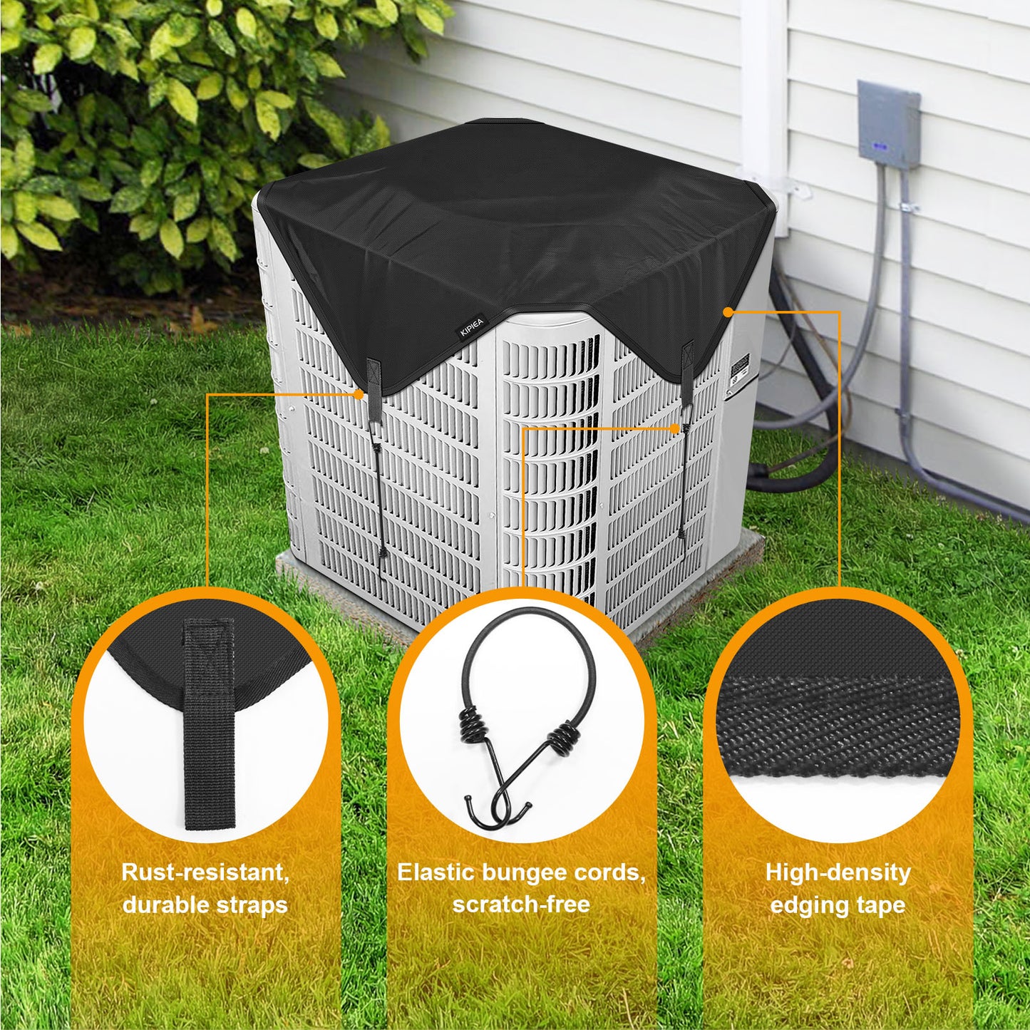 Kipiea Air Conditioning Cover for Outside Units – Heavy Duty 500D Waterproof AC Outdoor Unit Top Protector