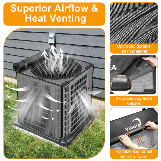KIPIEA 2-in-1 Outdoor AC Unit Cover with Detachable Waterproof Top