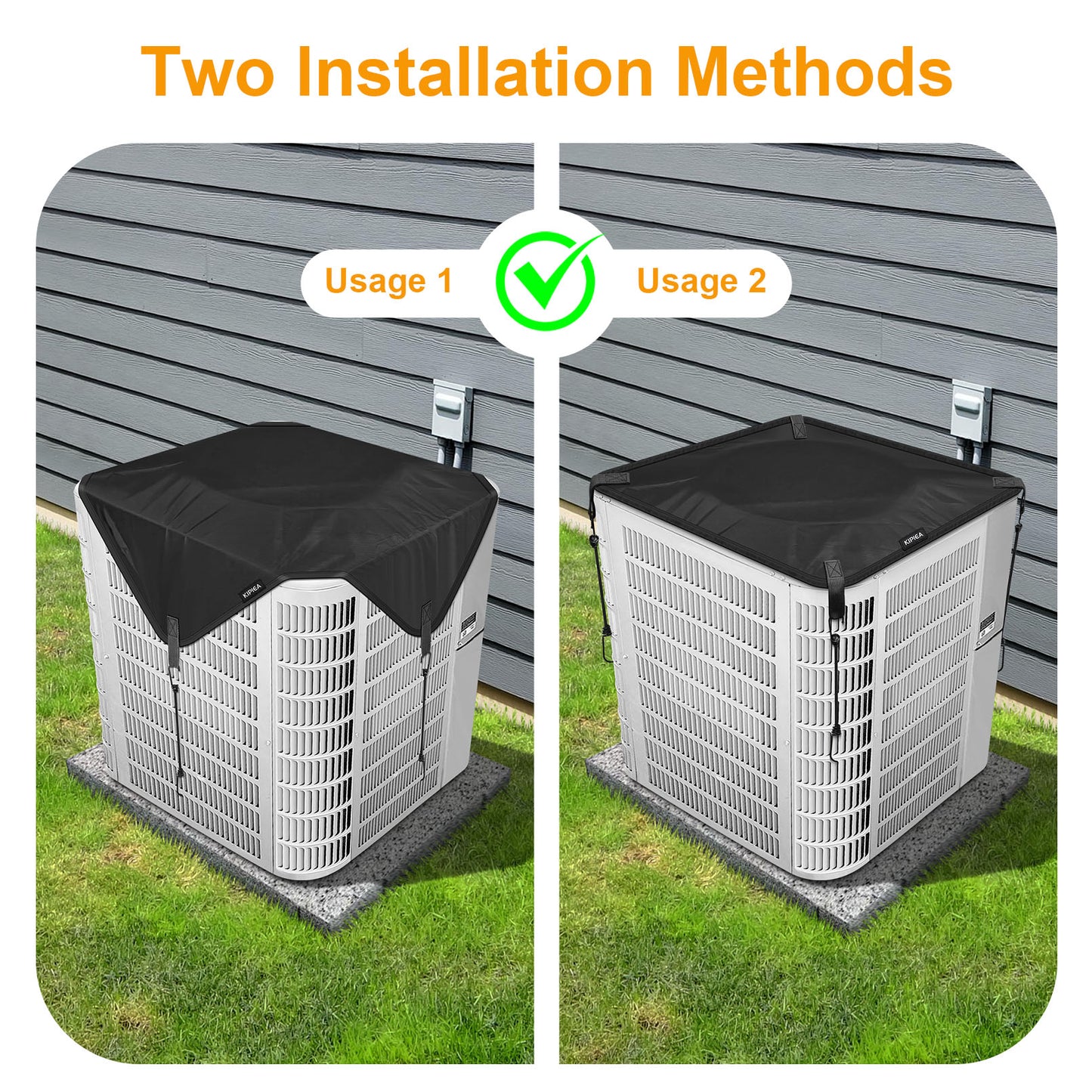 Kipiea Air Conditioning Cover for Outside Units – Heavy Duty 500D Waterproof AC Outdoor Unit Top Protector