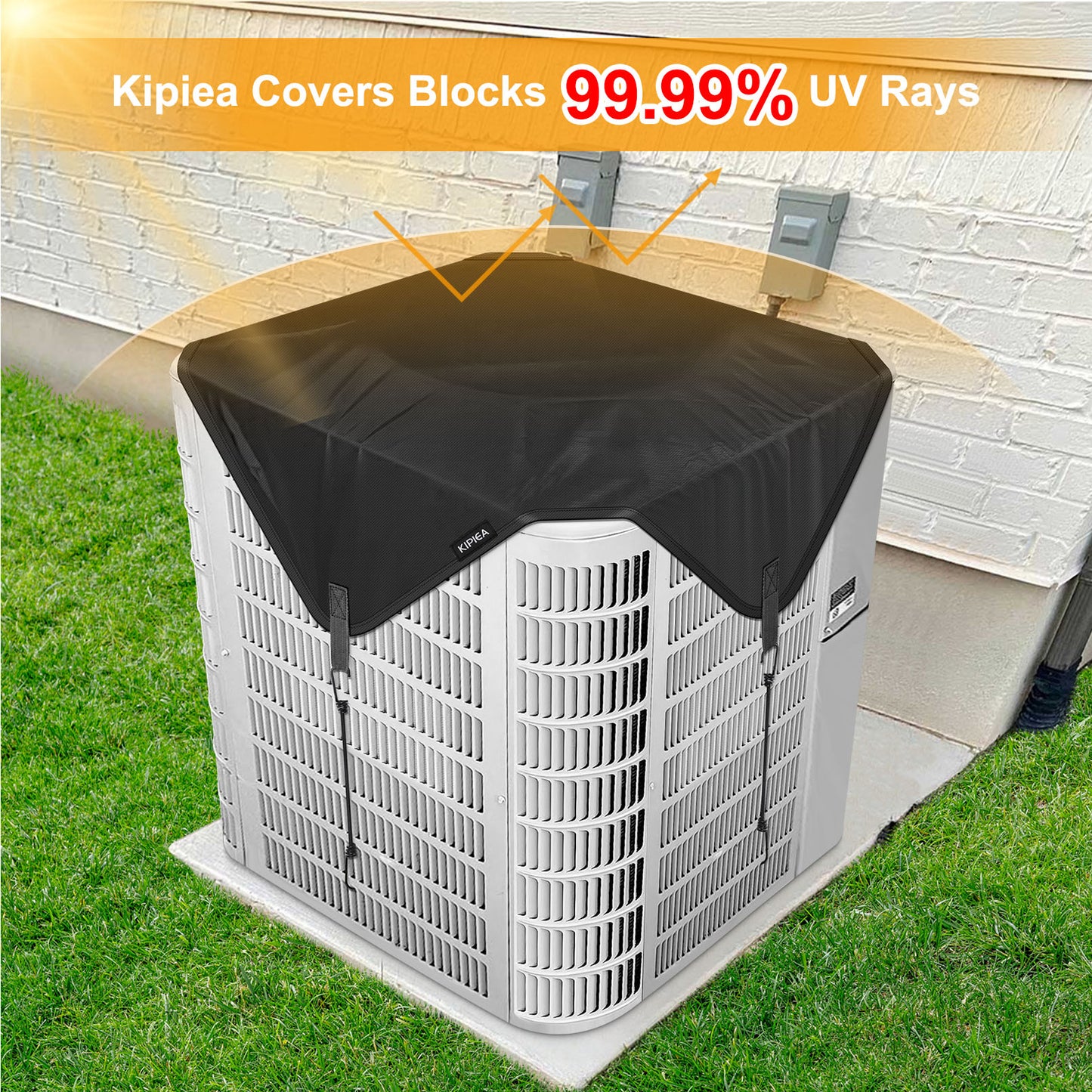 Kipiea Air Conditioning Cover for Outside Units – Heavy Duty 500D Waterproof AC Outdoor Unit Top Protector