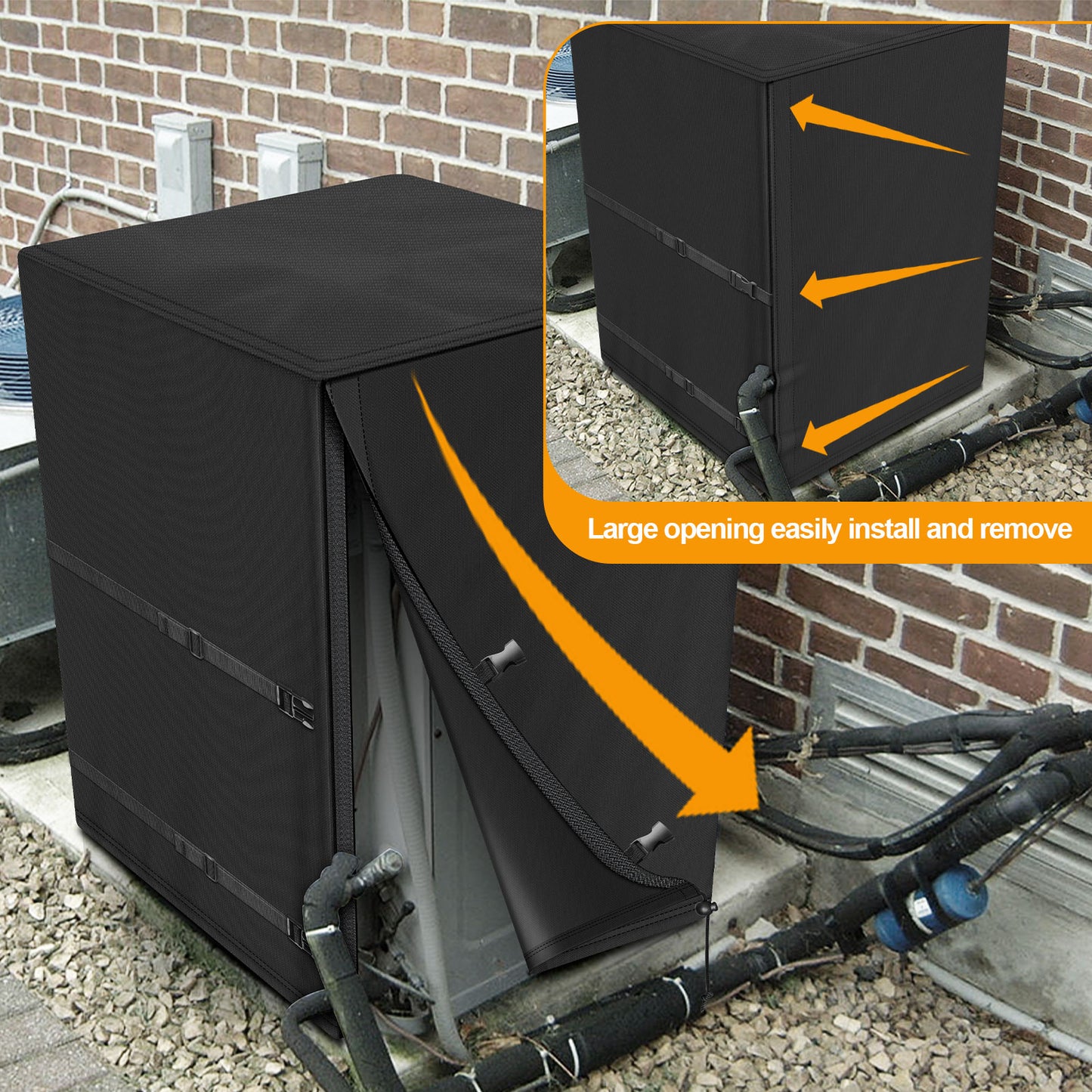 Kipiea 420D Window Air Conditioner Cover Outdoor, Luxiv Outside Window AC Unit Cover Black Dust-proof Waterproof AC Cover Outdoor Window AC Protection Cover