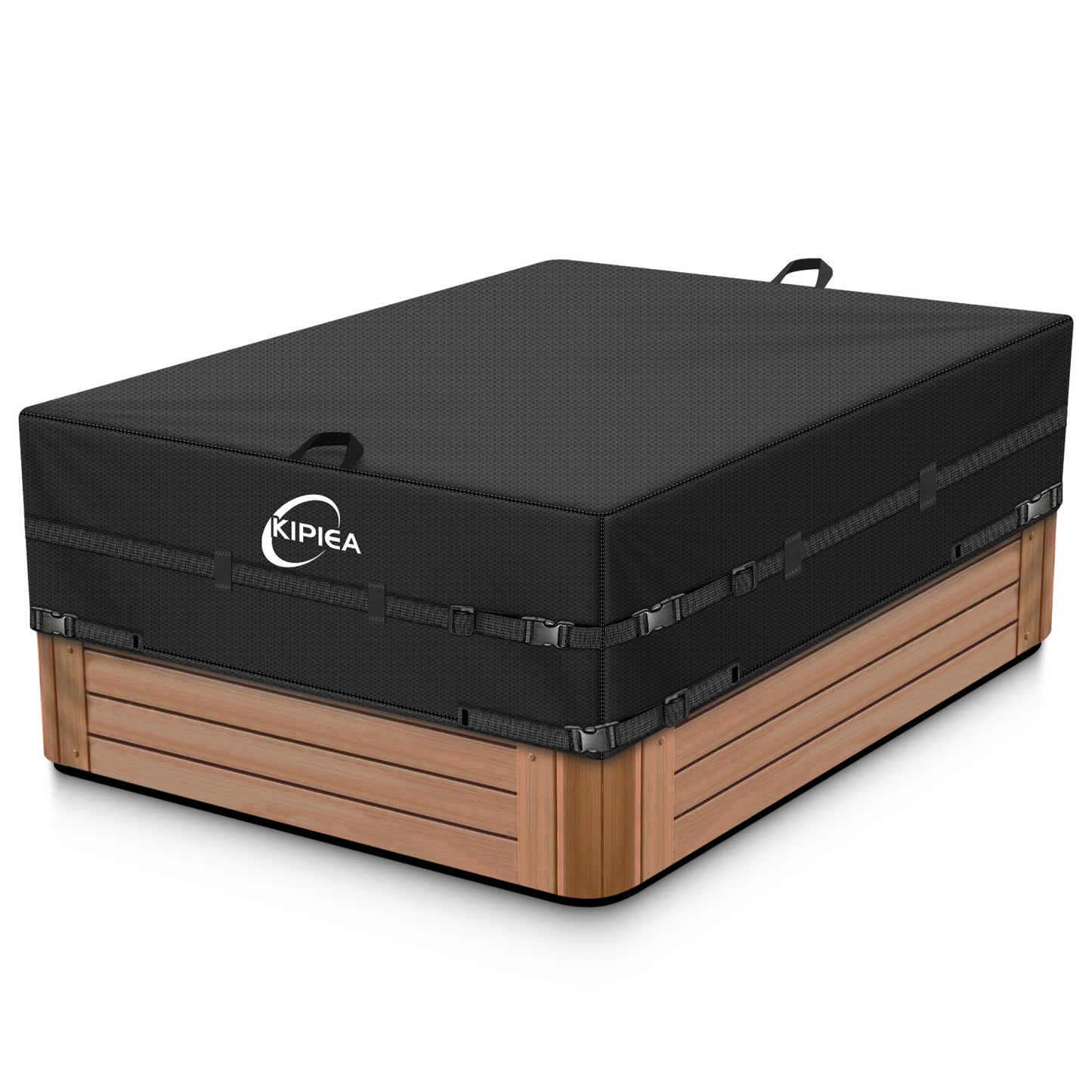 Kipiea 600D Outdoor Waterproof Square Hot Tub Cover Protector, Heavy Duty Polyester SPA Cover UV Protection Cover
