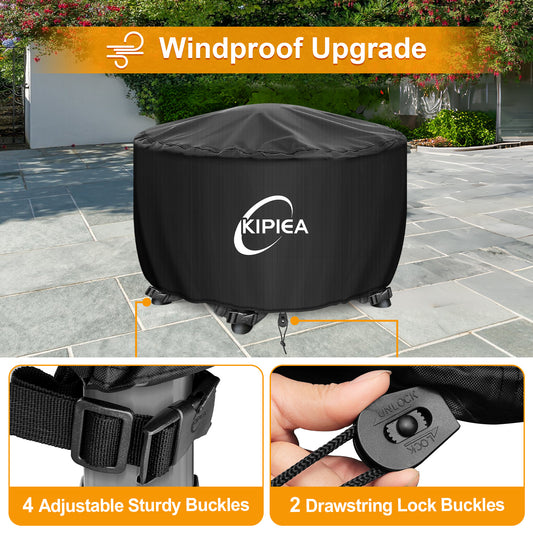 KIPIEA Round Fire Pit Cover for Outdoor Fire Pits