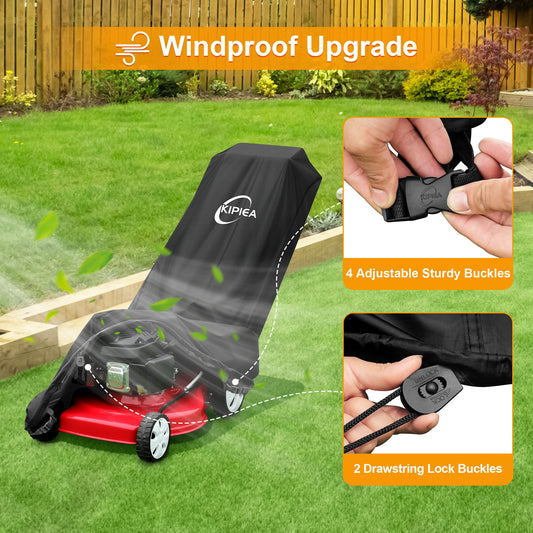 KIPIEA Push Lawn Mower Cover for Outdoor Lawn Mowers