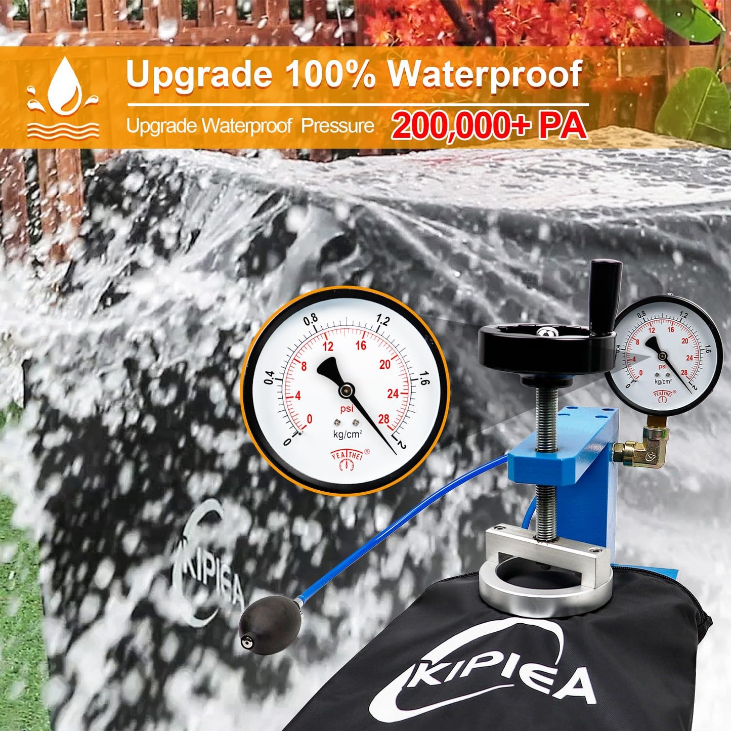 Kipiea 420D BBQ Covers, Heavy-Duty Barbecue Covers, Universal Gas Grill Covers with 4 Windproof Buckles, No Tears Anti UV No Fading