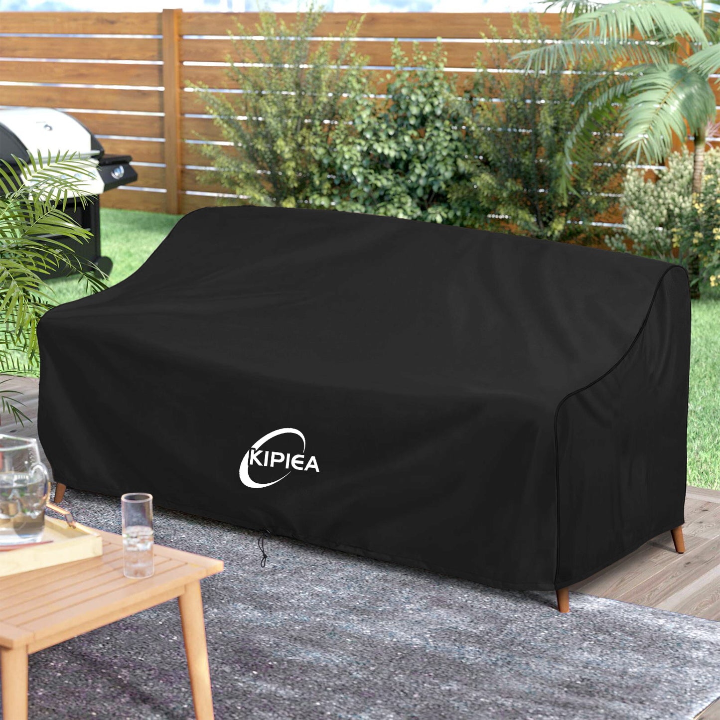 Kipiea 420D Patio Sofa Cover, Durable 420D Outdoor Couch Covers Waterproof Winter, 3-Seat Patio Furniture Cover Loveseat, Outdoor Sofa Covers with Anti UV and No Tears, No Fading