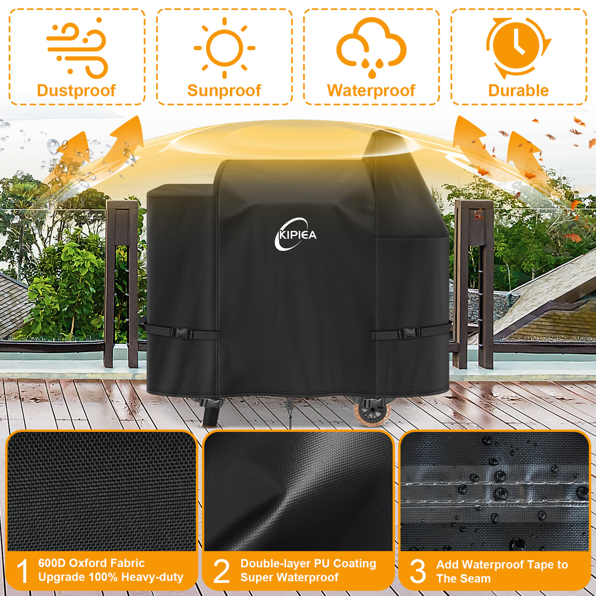 KIPIEA Pellet Grill Cover Compatible with Pit Boss Grills