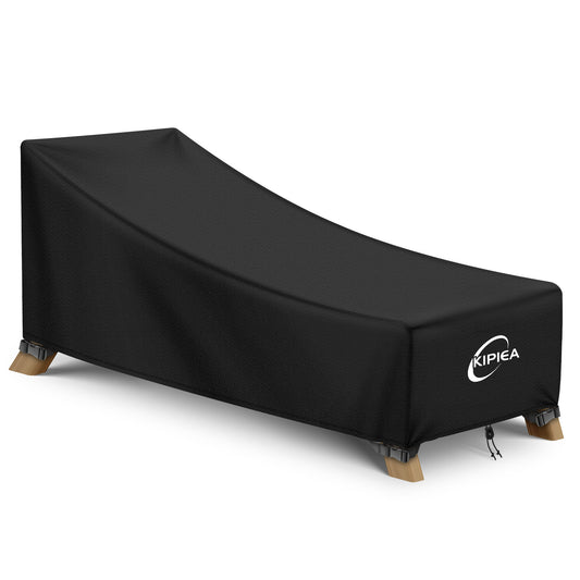 Kipiea Waterproof Patio Lounge Chair Covers for outdoor furniture, 420D Outdoor Chaise Lounge Cover with Anti UV and No Tears, No Fading
