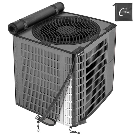 Kipiea 2 in 1 Upgraded Full Mesh Outdoor AC Unit Cover with Detachable 500D Waterproof Top, Air Conditioner Mesh Covers for Outside Units, for All Season