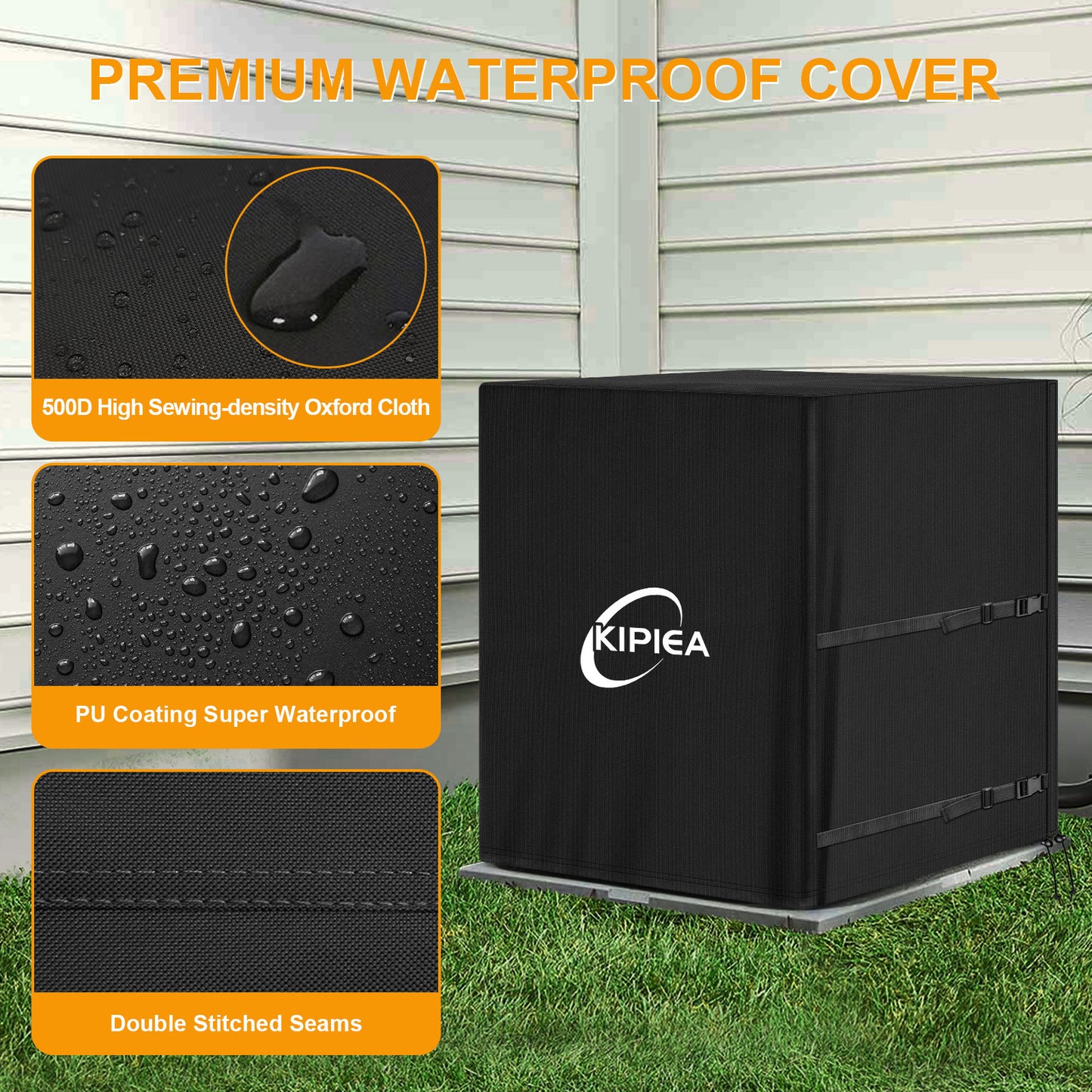 Kipiea 420D Window Air Conditioner Cover Outdoor, Luxiv Outside Window AC Unit Cover Black Dust-proof Waterproof AC Cover Outdoor Window AC Protection Cover