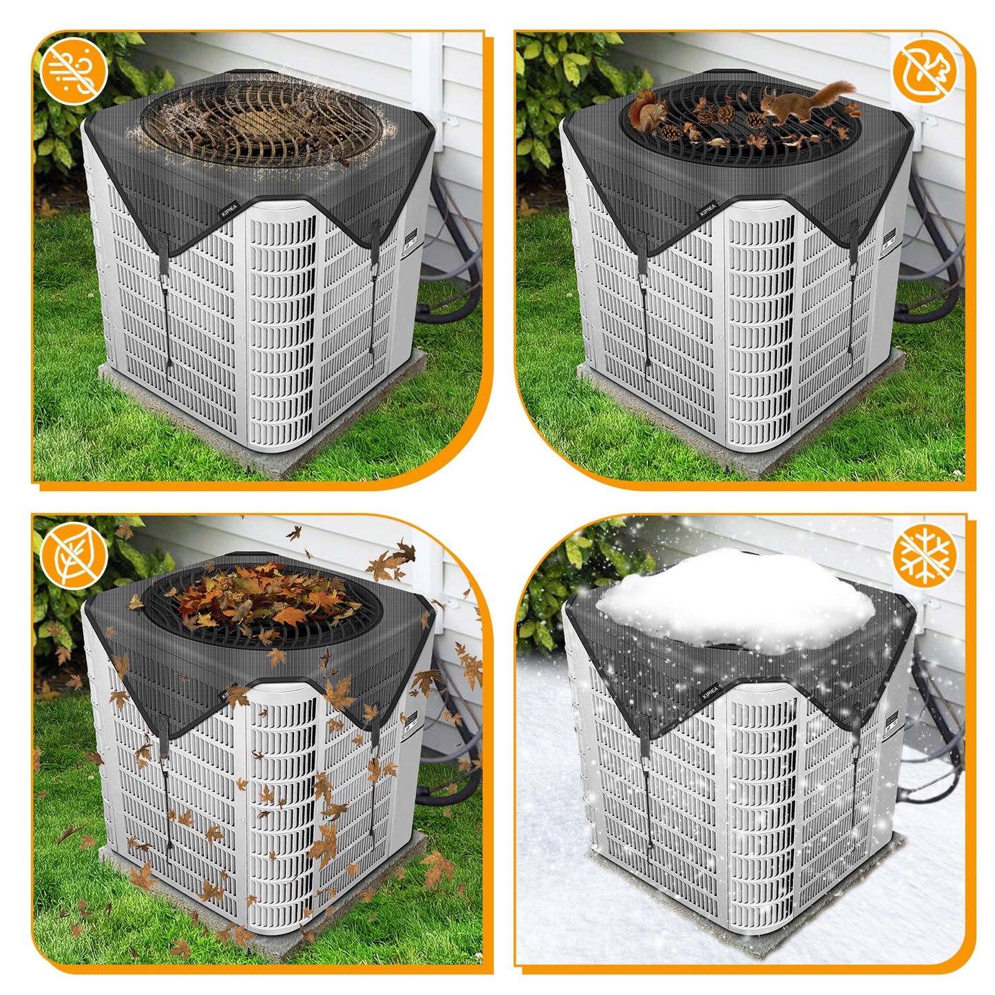 Kipiea Central Air Conditioner Mesh Covers for Outside Units, Top Universal Upgrade Mesh Outdoor AC Unit Cover Defender for All Seasons