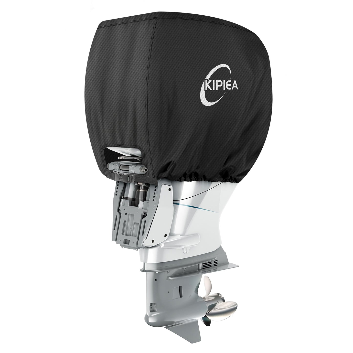 Kipiea Outboard Motor Cover 900D Heavy Duty Waterproof, Anti UV, No Tears & No Fading, Boat Motor Cover Fit for Motor Black