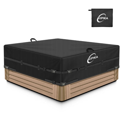 Kipiea 420D Waterproof Square Hot Tub Cover Protector, Heavy Duty Polyester SPA Cover UV Protection Cover for Hot Tub