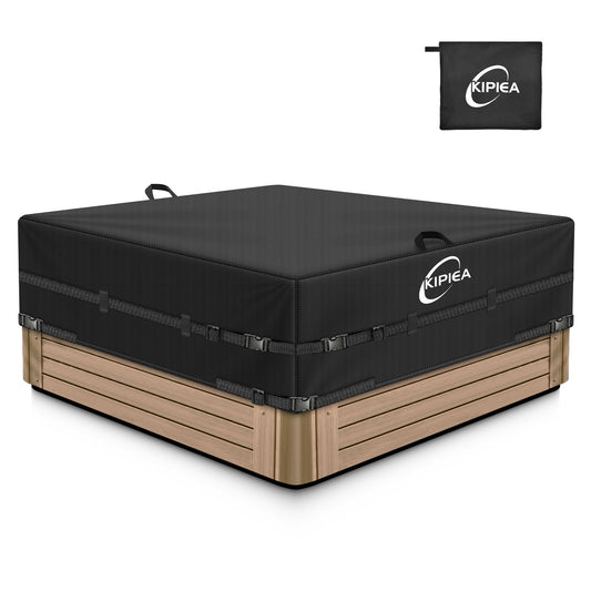 Kipiea 420D Waterproof Square Hot Tub Cover Protector, Heavy Duty Polyester SPA Cover UV Protection Cover for Hot Tub