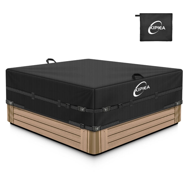 Kipiea 420D Waterproof Square Hot Tub Cover Protector, Heavy Duty Polyester SPA Cover UV Protection Cover for Hot Tub