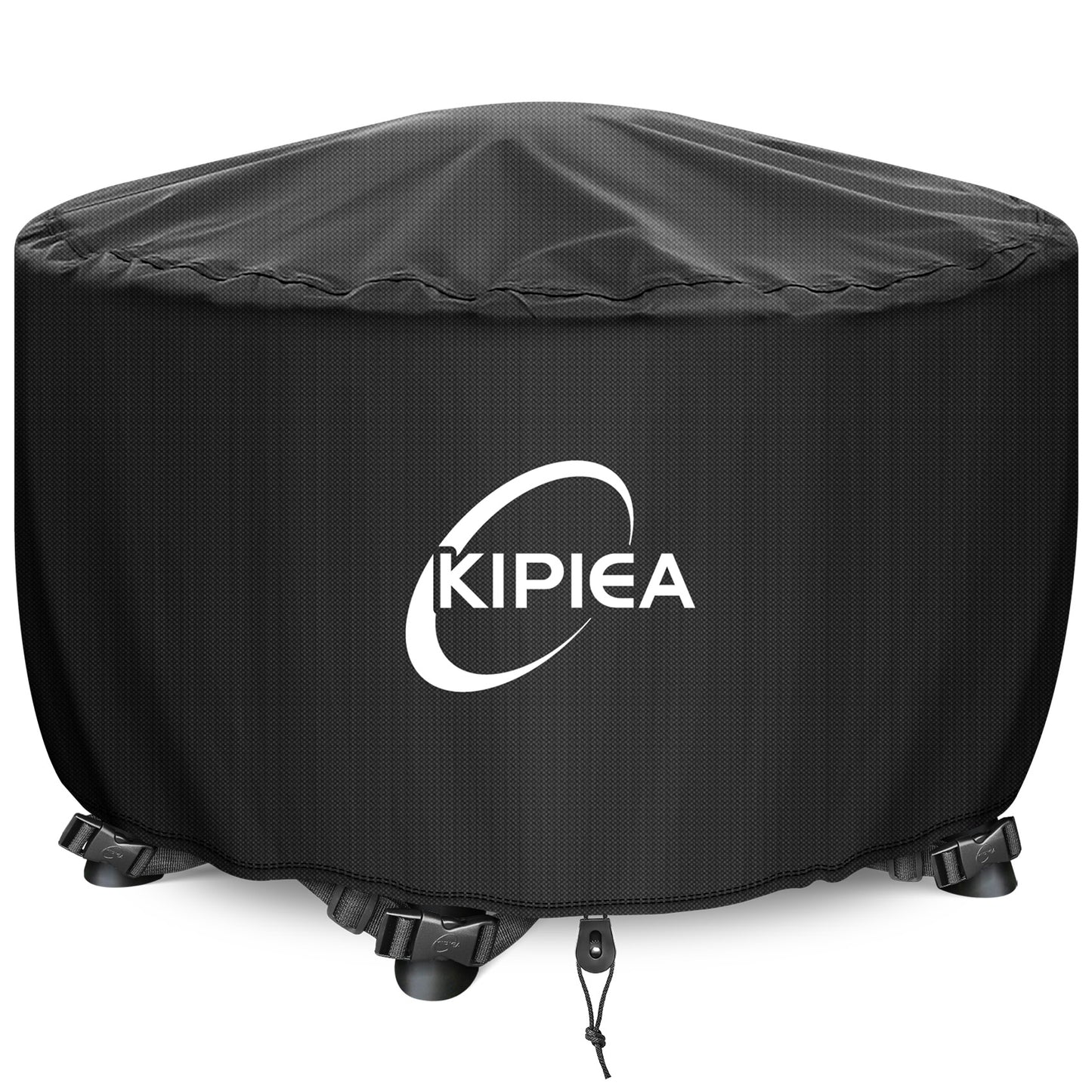 Kipiea Fire Table Cover, Waterproof Round Fire Pit Cover with Anti UV, Fits Outdoor Patio Fire Bowl and No Tears, No Fading - Black
