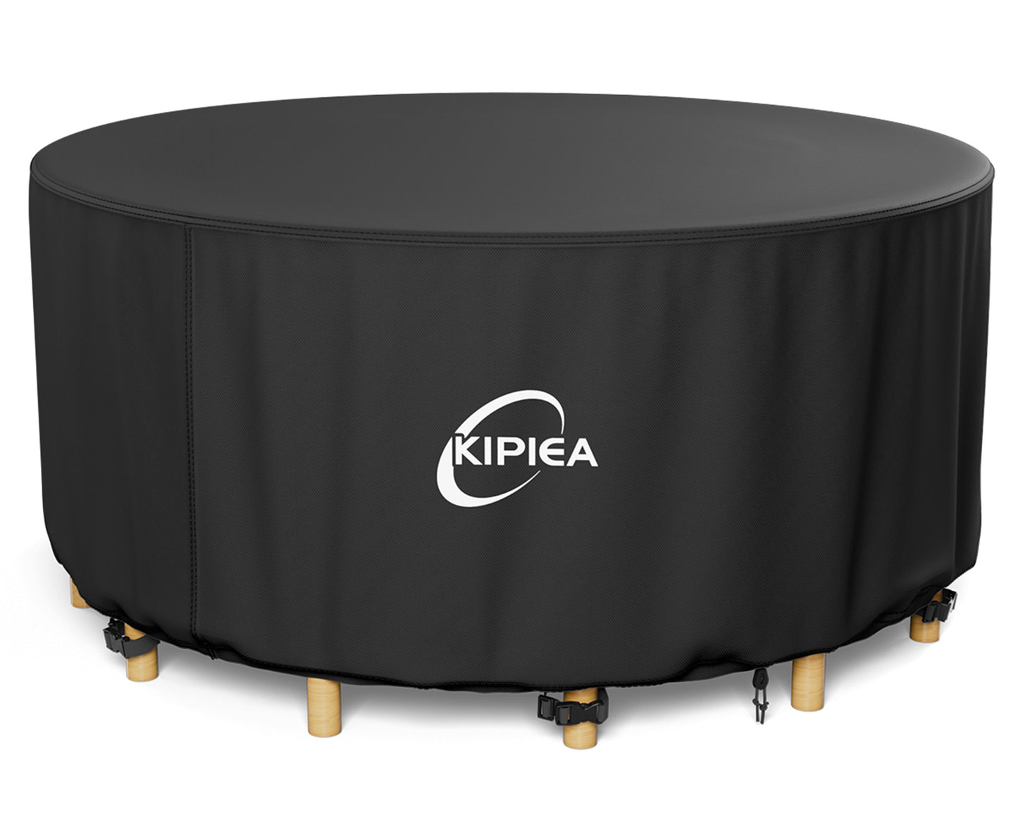 Kipiea Patio Table Cover, Round Patio Furniture Covers Waterproof Winter, 420D Heavy-Duty Outdoor Furniture Covers with Anti UV and No Tears, No Fading