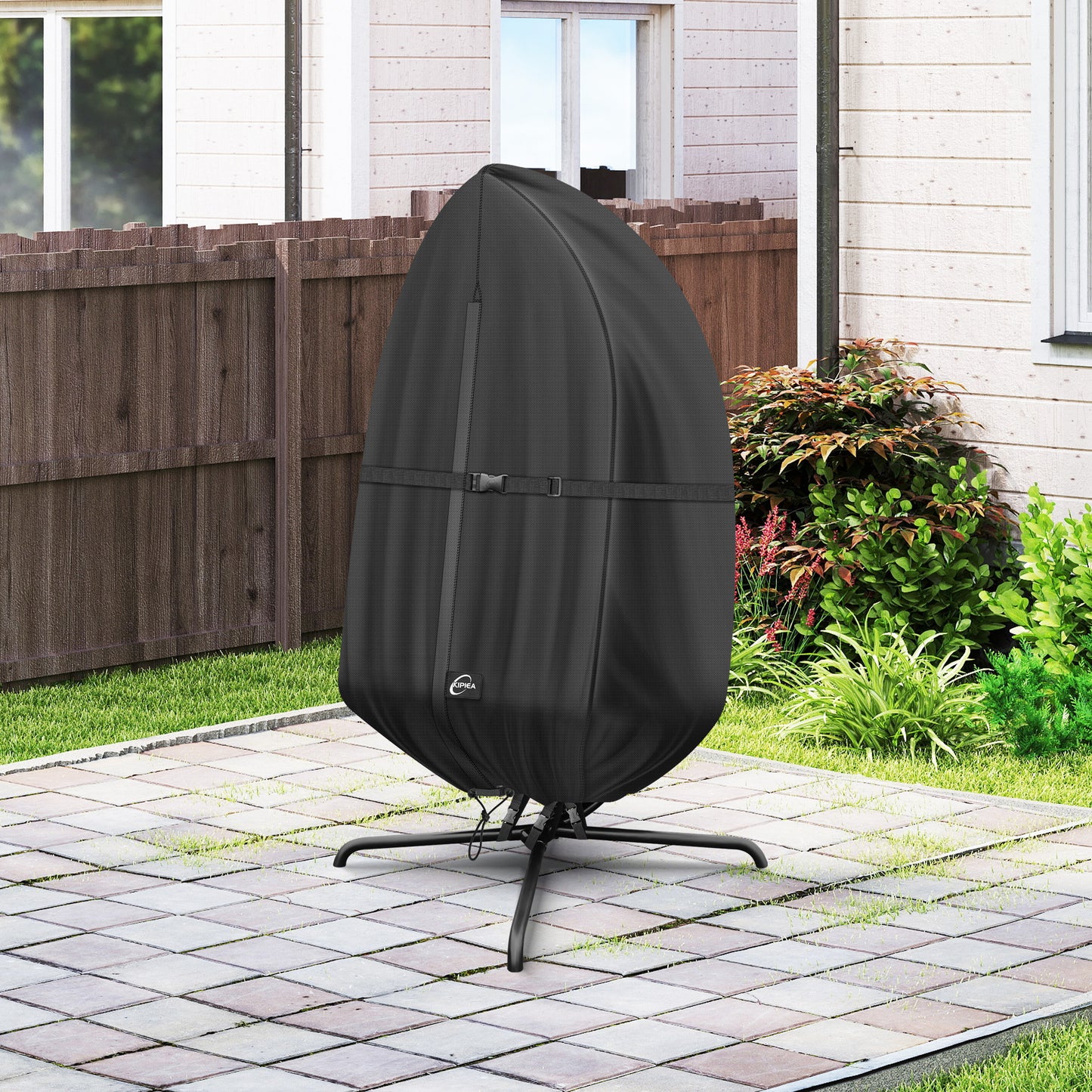 Kipiea Patio Egg Chair Covers Waterproof, Upgraded Outdoor Hanging Egg Chair Covers with Waterproof Zipper, 420D Heavy Duty Swing Chair Cover, Windproof, Anti-UV, No Tears