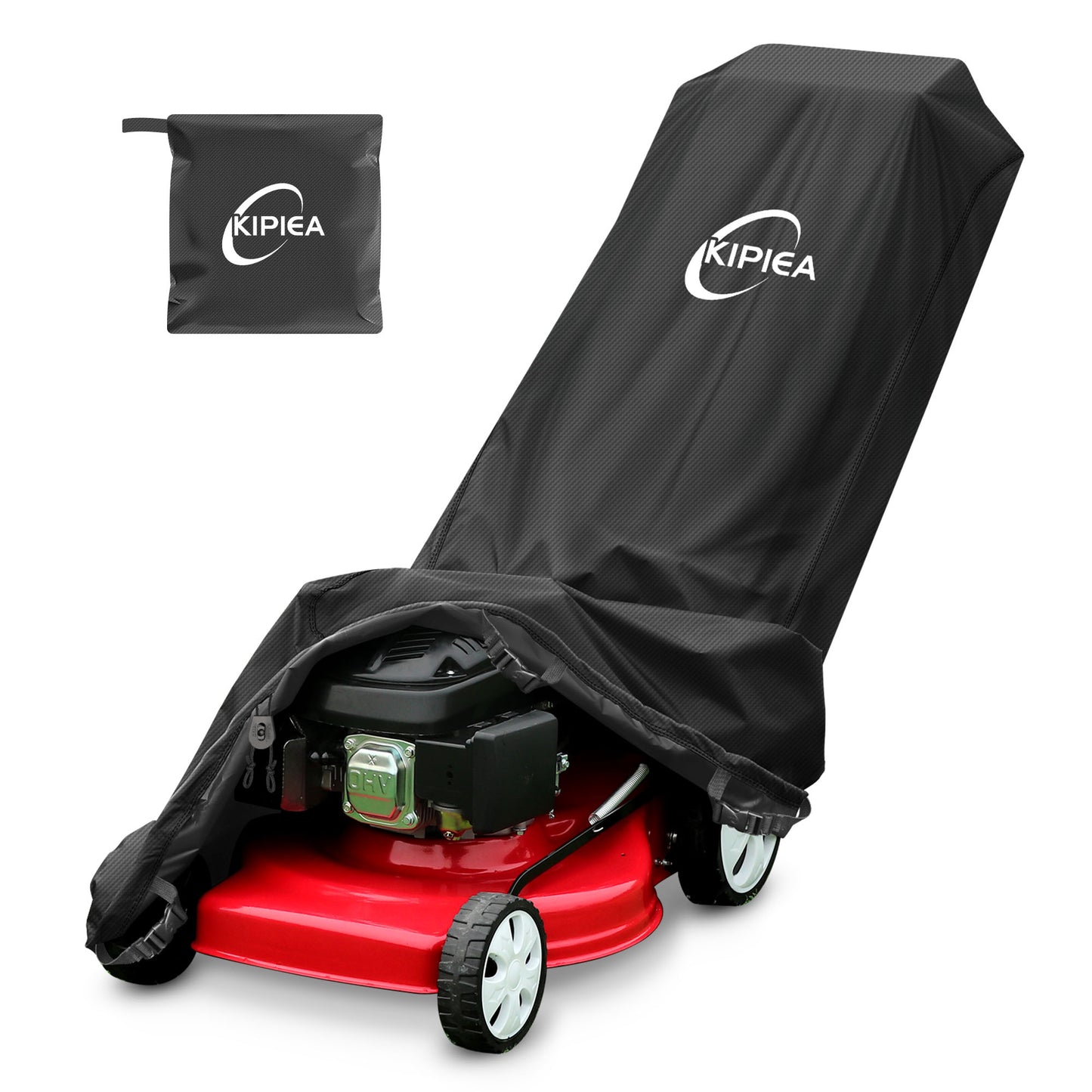 Kipiea 600D Heavy-Duty Waterproof Lawn Mower Cover – Universal Fit for Push Lawn Mowers, UV，Weather &Tear-Resistant, Includes 4 Buckles & 2 Drawstrings