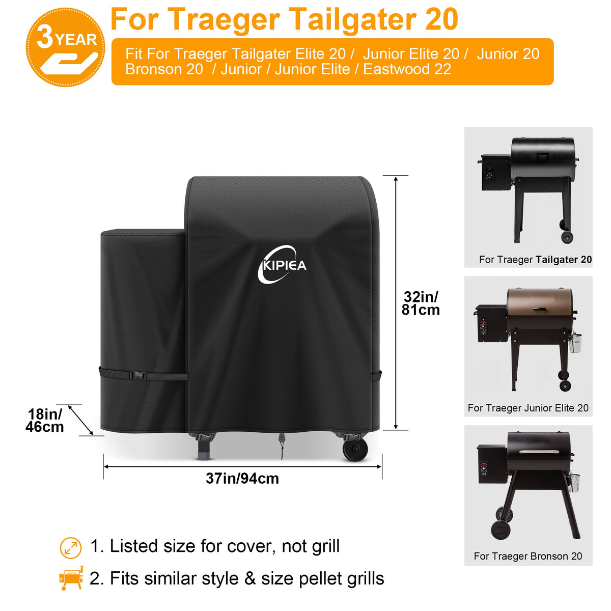 KIPIEA Pellet Grill Cover Compatible with Traeger Grills
