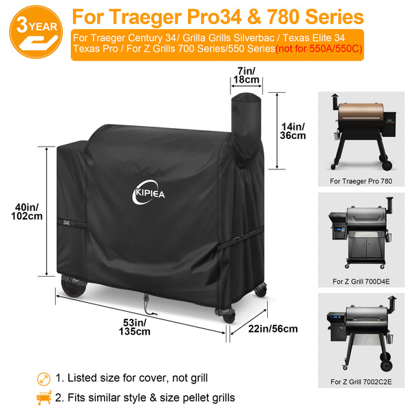 KIPIEA Pellet Grill Cover Compatible with Traeger Grills