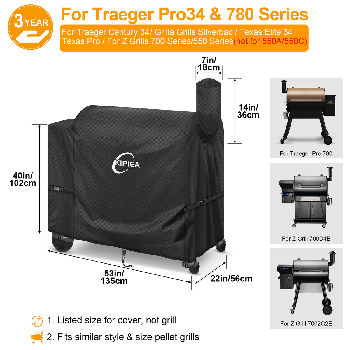 KIPIEA Pellet Grill Cover Compatible with Traeger Grills