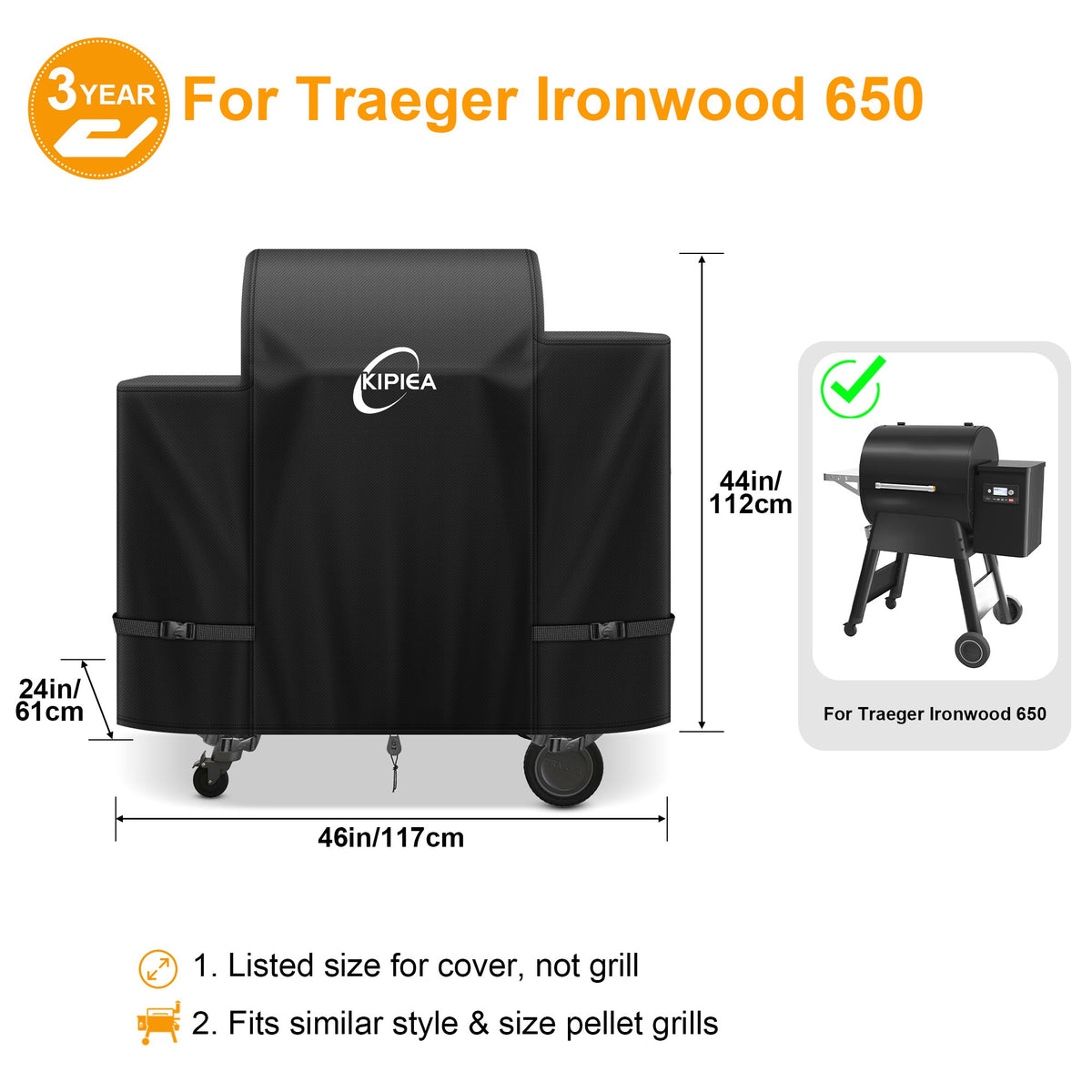 KIPIEA Pellet Grill Cover Compatible with Traeger Grills