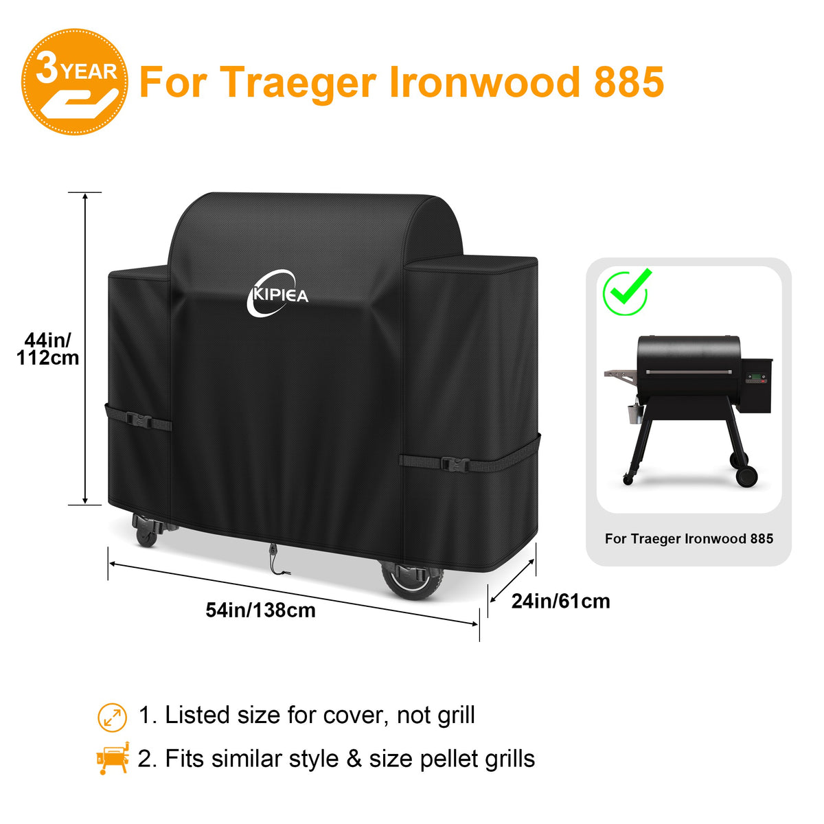 KIPIEA Pellet Grill Cover Compatible with Traeger Grills