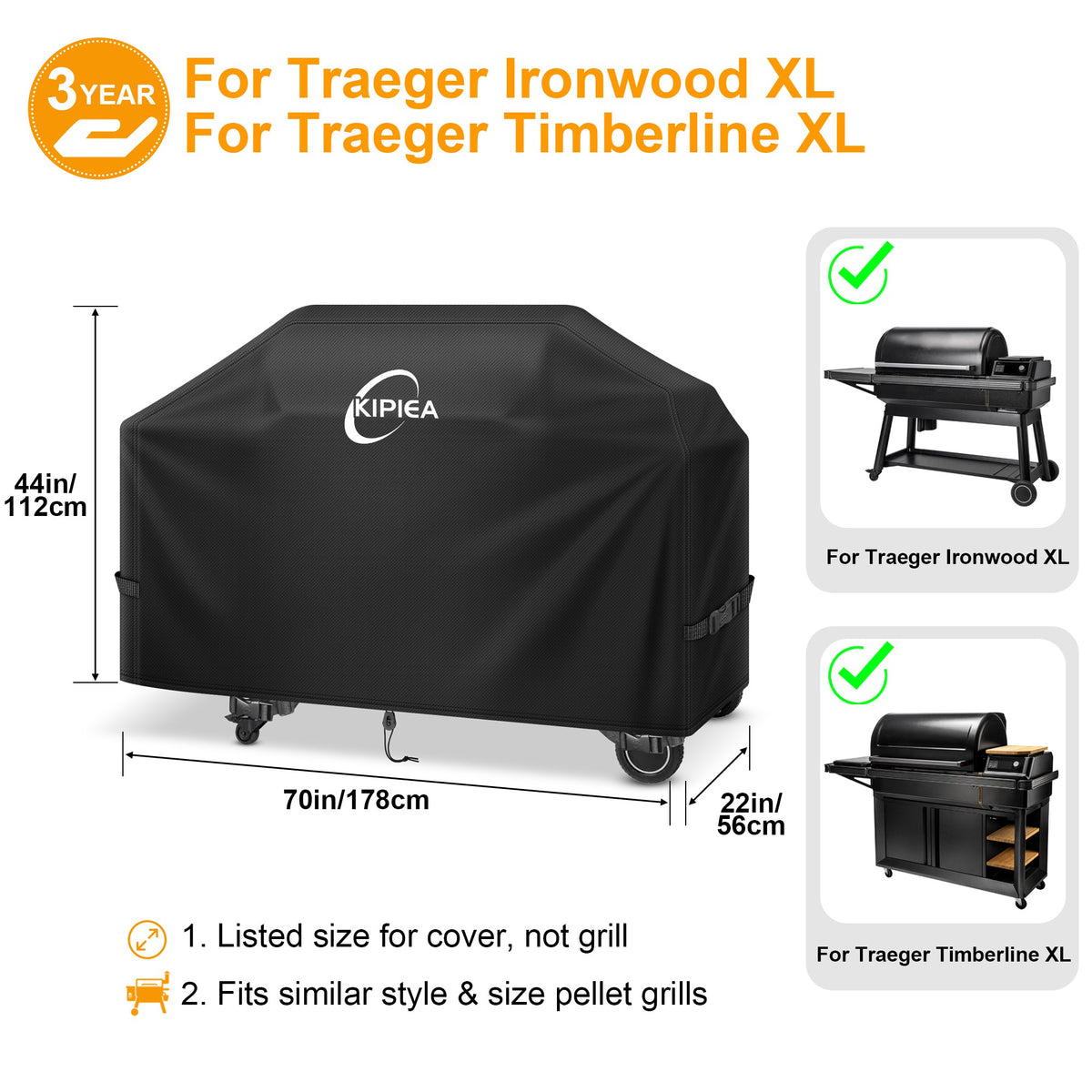 KIPIEA Pellet Grill Cover Compatible with Traeger Grills