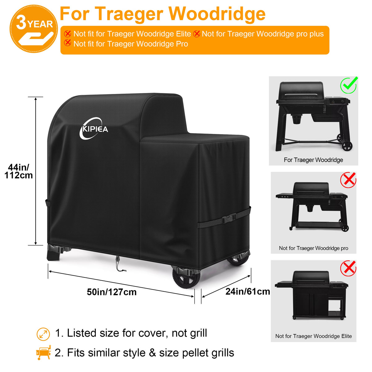KIPIEA Pellet Grill Cover Compatible with Traeger Grills