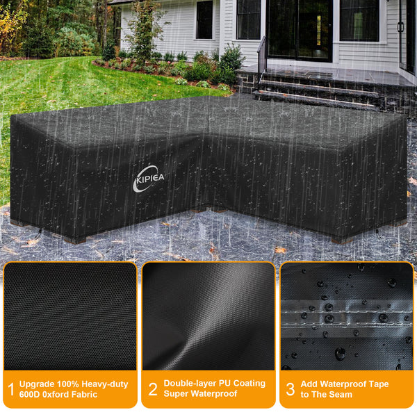 KIPIEA V-Shape Patio Furniture Cover for Outdoor Sectional Sofas