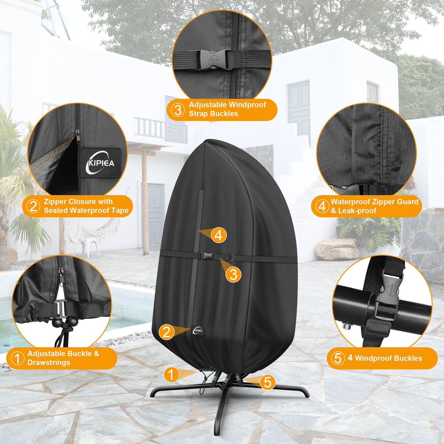 KIPIEA Egg Chair Cover for Outdoor Hanging Chairs