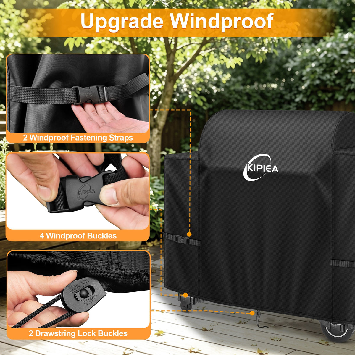 KIPIEA Pellet Grill Cover Compatible with Traeger Grills