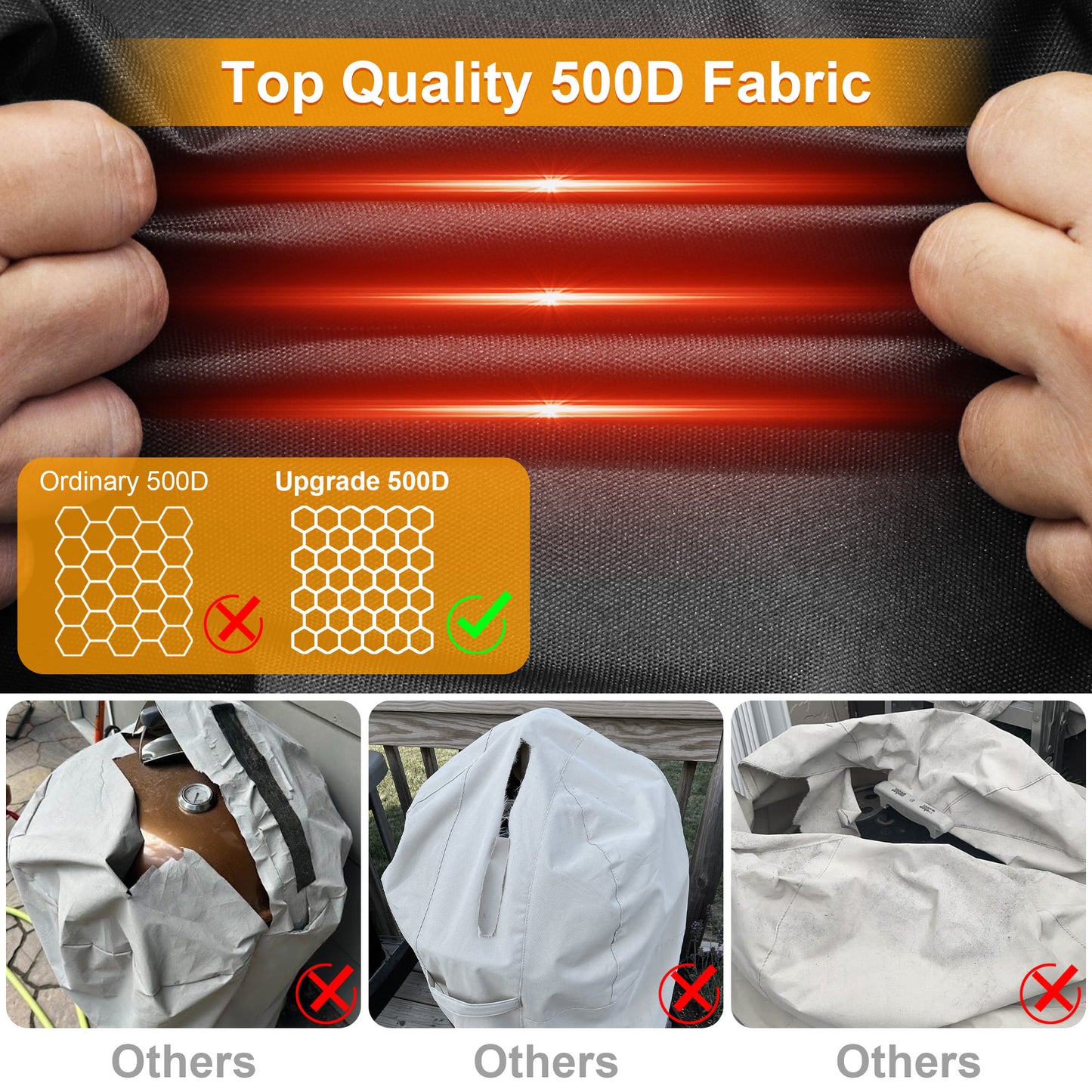 Kipiea 500D Grill Cover for Weber 26 Inch Charcoal Kettle, Heavy-Duty Oxford BBQ Grill Covers with 3 Buckles, Waterproof, Wind Resistant, Anti UV, No Tears