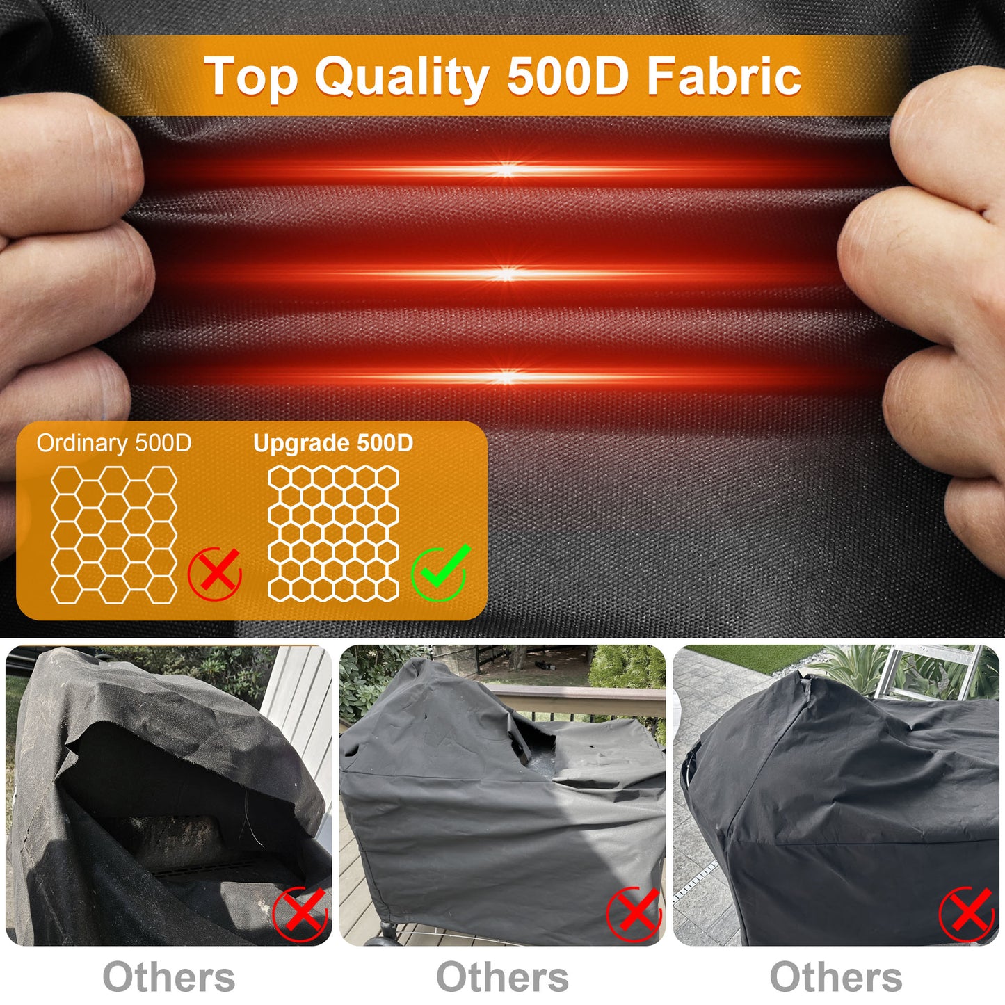 Kipiea 500D Heavy Duty Grill Cover for Weber 22 Inch Premium Charcoal - Performer Grill Cover with 4 Buckles, Wind Resistant Anti UV & No Tears