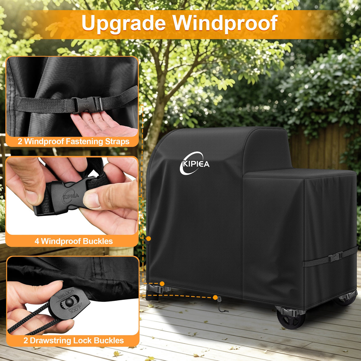 KIPIEA Pellet Grill Cover Compatible with Traeger Grills