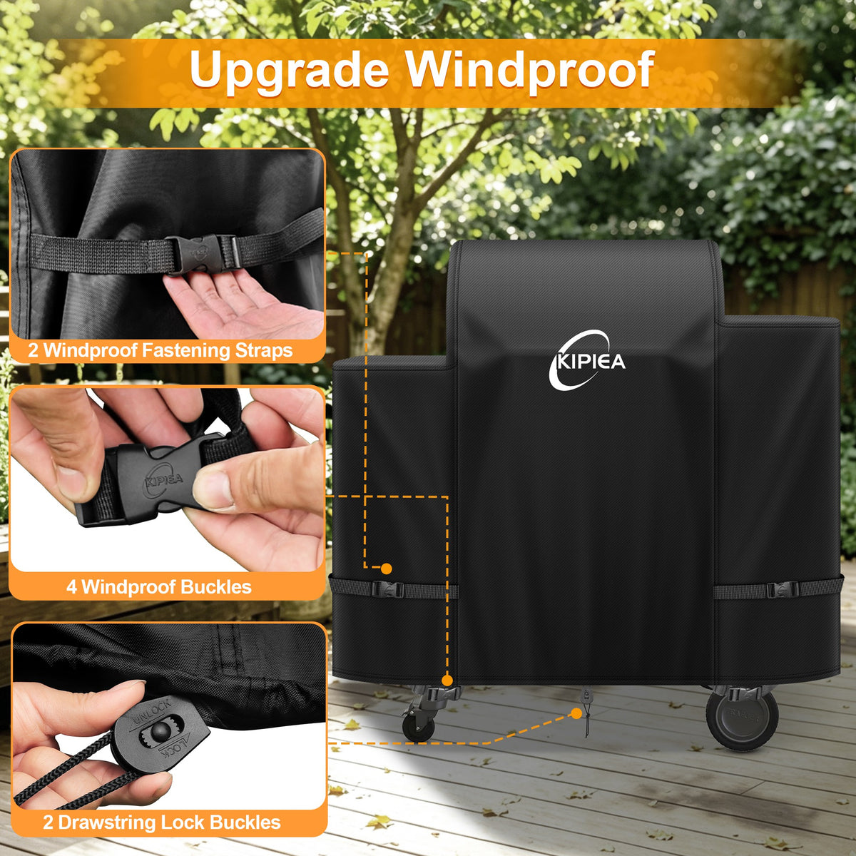 KIPIEA Pellet Grill Cover Compatible with Traeger Grills