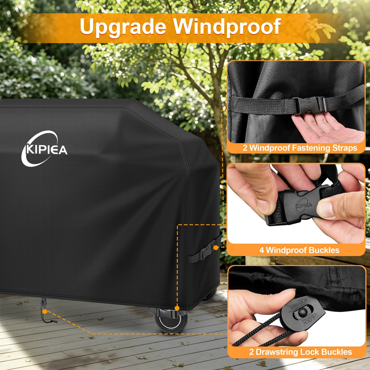 KIPIEA Pellet Grill Cover Compatible with Traeger Grills