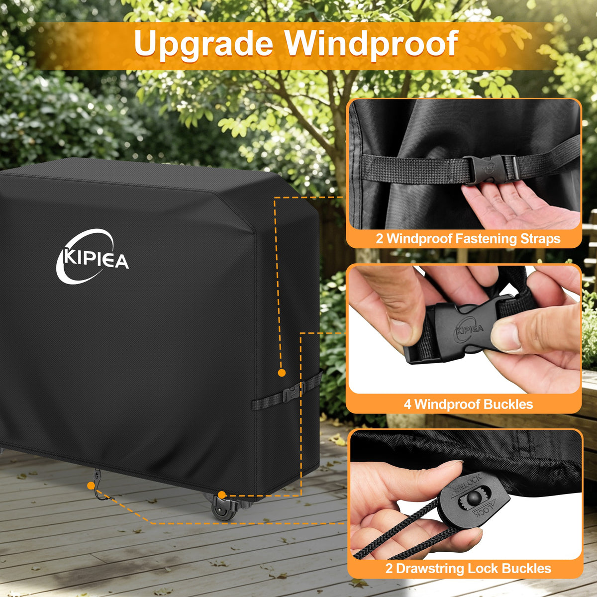 KIPIEA Pellet Grill Cover Compatible with Traeger Grills