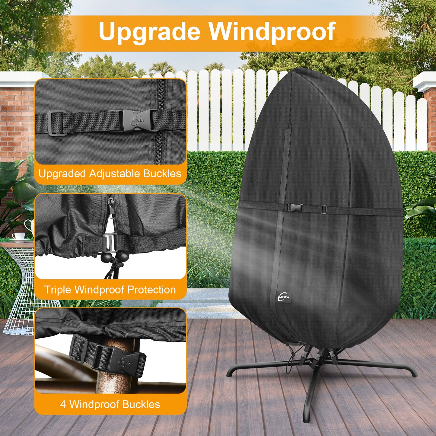 KIPIEA Egg Chair Cover for Outdoor Hanging Chairs