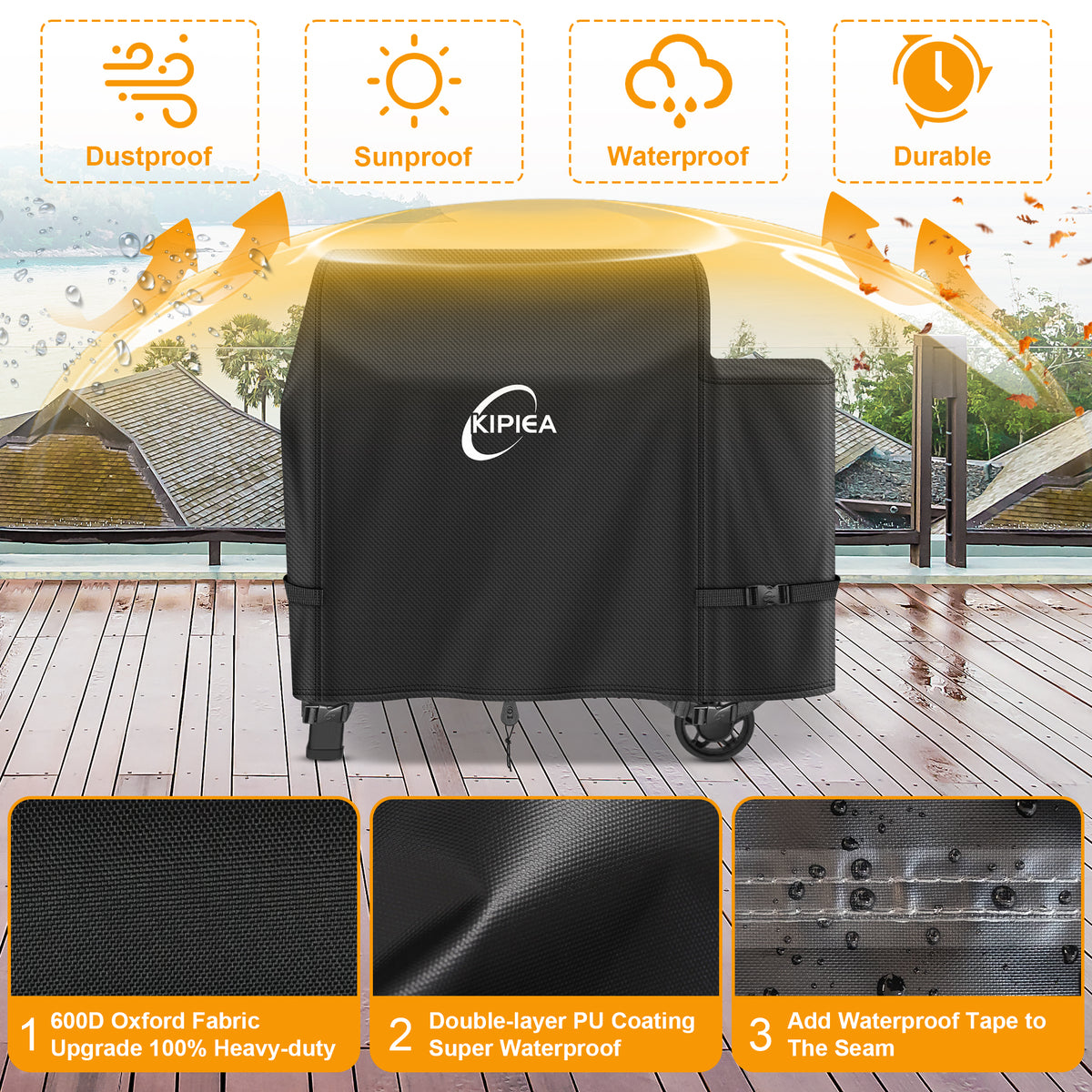 KIPIEA Pellet Grill Cover Compatible with Pit Boss Grills