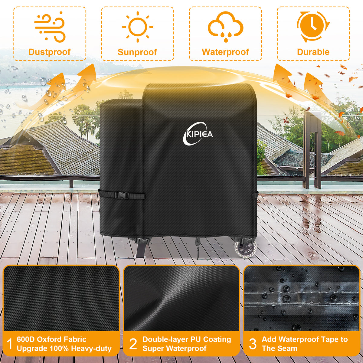 KIPIEA Pellet Grill Cover Compatible with Pit Boss Grills