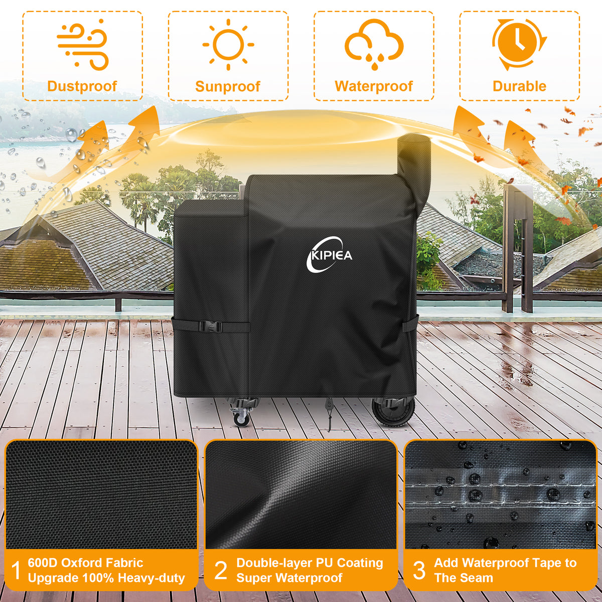 KIPIEA Pellet Grill Cover Compatible with Pit Boss Grills