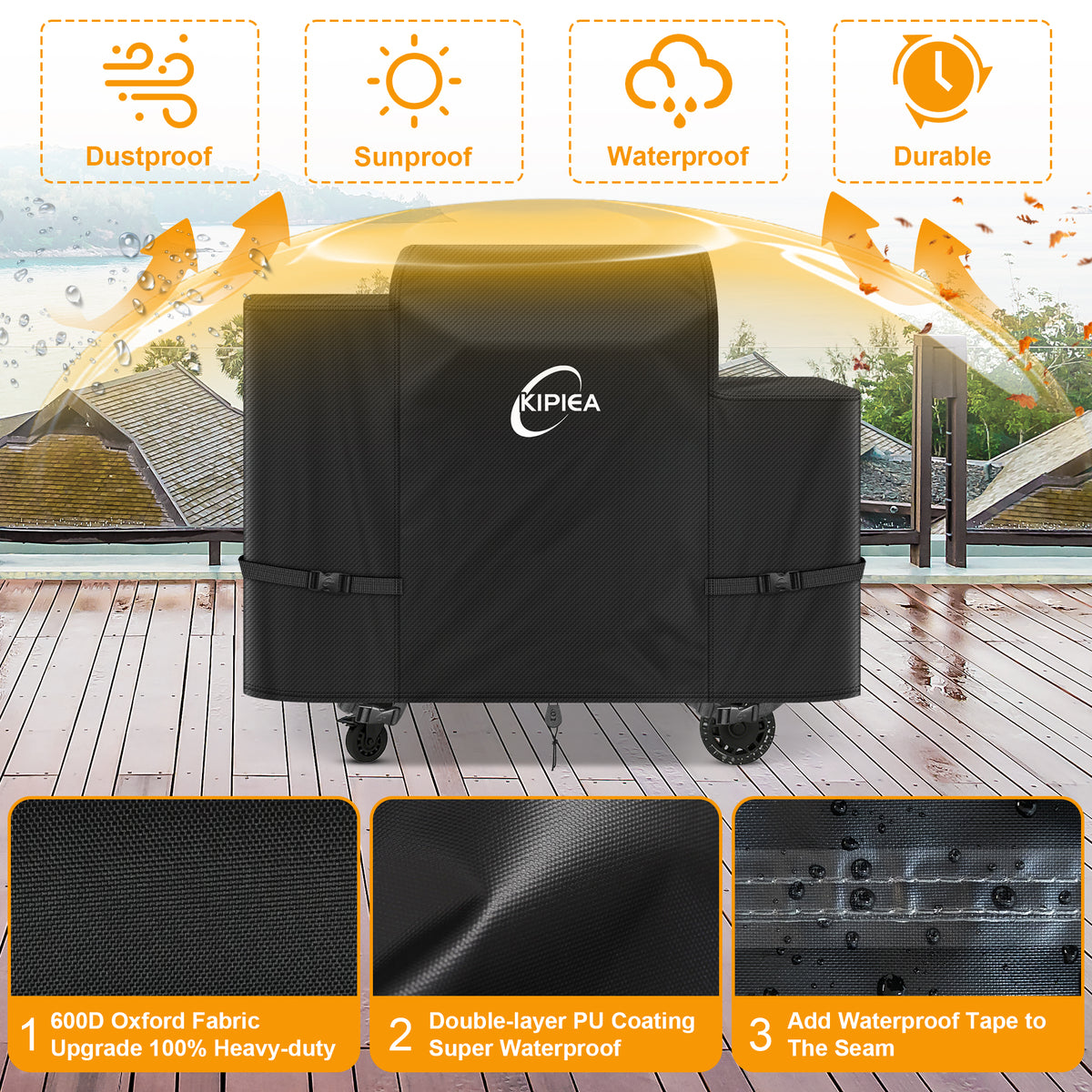 KIPIEA Pellet Grill Cover Compatible with Pit Boss Grills