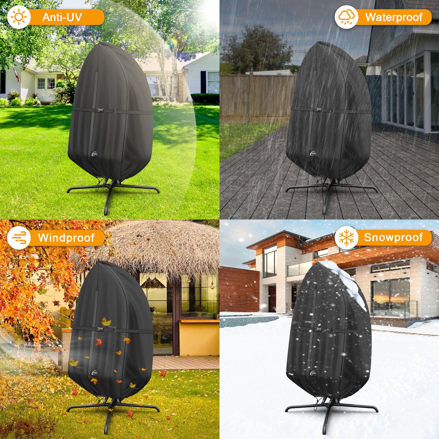 KIPIEA Egg Chair Cover for Outdoor Hanging Chairs