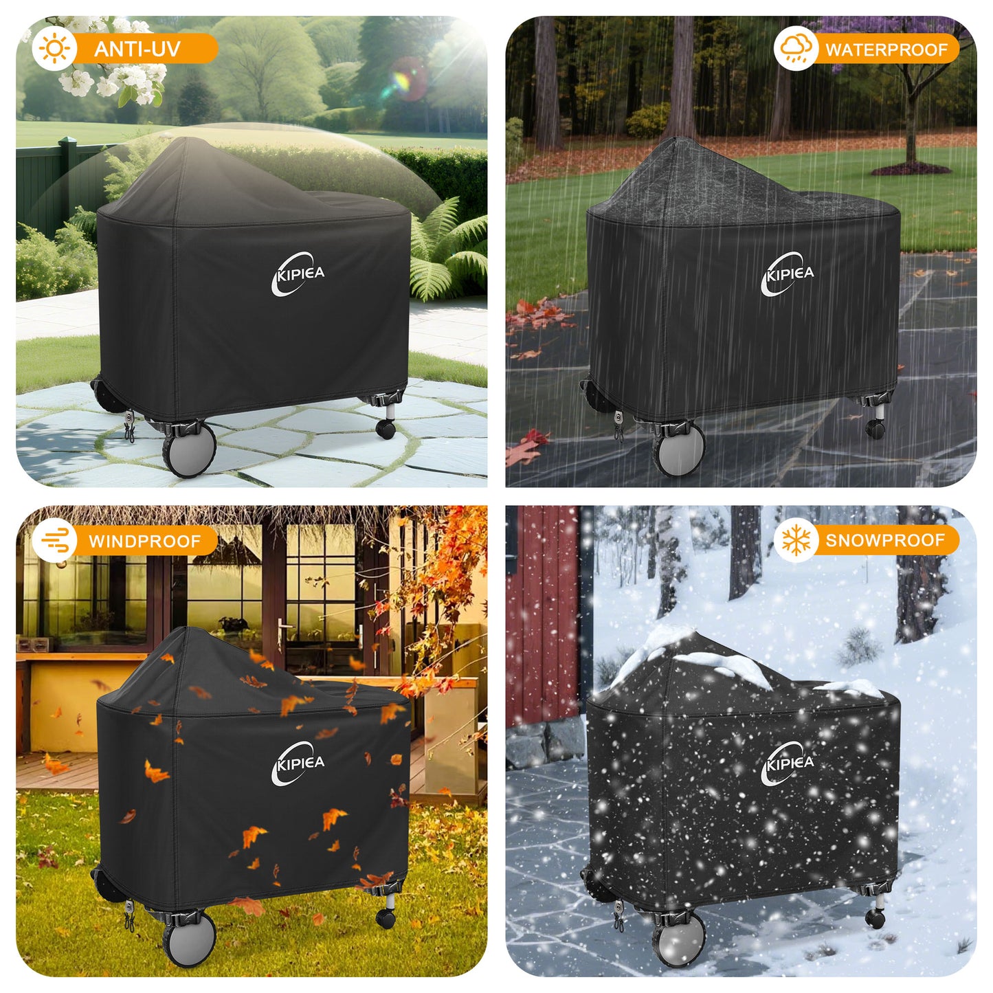 Kipiea 500D Heavy Duty Grill Cover for Weber 22 Inch Premium Charcoal - Performer Grill Cover with 4 Buckles, Wind Resistant Anti UV & No Tears