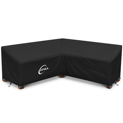 Kipiea Patio V-Shaped Sectional Sofa Cover, 420D Heavy-Duty Oxford Fabric Outdoor Sectional Cover with 6 Windproof Buckles, Anti UV and No Tears, No Fading Black