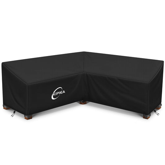 Kipiea Patio V-Shaped Sectional Sofa Cover, 420D Heavy-Duty Oxford Fabric Outdoor Sectional Cover with 6 Windproof Buckles, Anti UV and No Tears, No Fading Black