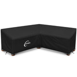 Kipiea Patio V-Shaped Sectional Sofa Cover, 420D Heavy-Duty Oxford Fabric Outdoor Sectional Cover with 6 Windproof Buckles, Anti UV and No Tears, No Fading Black
