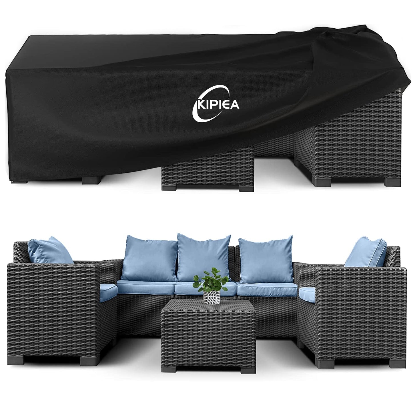 Kipiea 600D Patio Furniture Covers Waterproof Winter, Outdoor Furniture Set Covers for Table Chairs, Heavy-Duty Outdoor Sofa Covers with Anti UV and No Tears, No Fading
